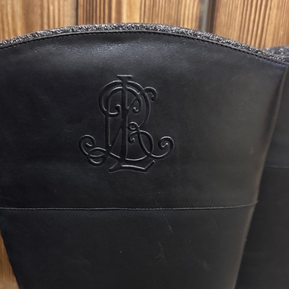 Polo by Ralph Lauren Black Leather Over the Knee Boots - Picture 2 of 8